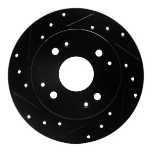 Acura CL Brake Rotor (1) - Rear Left - R1 Concepts - Drilled & Slotted - Black - `98-`02